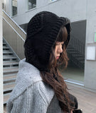 Newa Cable Balaclava Hood Knit Hat