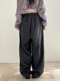 Clip string banding pin tuck long wide slacks