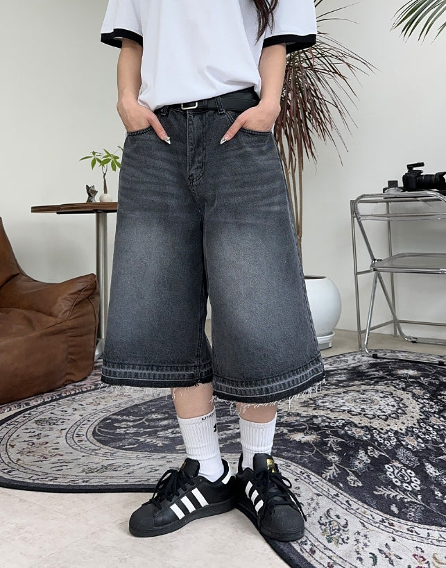 【SATIIIZ】Pulson Cut Off Bermuda Denim Pants SATIIIZ (サティーズ) - プルソンカットオフバミューダデニム