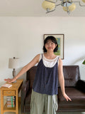 Fildor Flower Layered Sleeveless Blouse