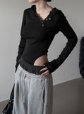 Cutout Bodysuit Unbalance Snap Hood