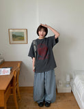 Shordan Summer Stripe Denim Balloon Wide Pants