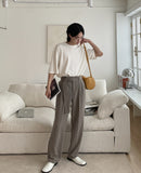 Two-Tuck Belted Wide Pants