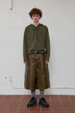 eyelet leather bermuda pants