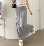 Color Matching Layered Maxi H-line Long Skirt