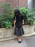 Chiyo Check Frill Tiered Midi Skirt