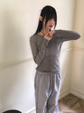 Soun wool tensel cut see-through layered T-shirt
