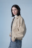 Overfit curved leather blouson