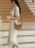 Shaver Collar Rib Knit Long One Piece