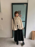 Enno Belt Corduroy Banding Long Skirt