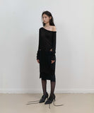 Button Slit Midi Skirt