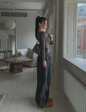 Wavy ribbed pigment long sleeves