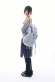 Teen open shoulder shirring hood top