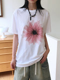 Somi Flower Printed Oversized Fit Boxy Short Sleeve T-shirt