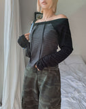 Five Strap Off Shoulder Stripe Long Sleeve