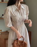 Dali Stripe Color Matching Shirt Banding One Piece