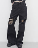 Robe wide damaged denim pants