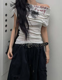 Lunatic Funky Print Off-Shoulder Short Sleeve