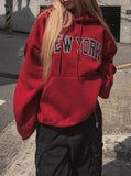 New York Embroidered Overfit Hoodie
