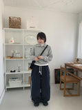 Tomiki banding string dot fleece wide pants