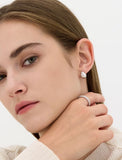 Champagne Moon Dew Drop Silver (W) Pave Earrings