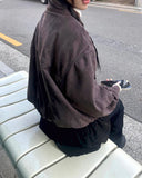 Rasi High Neck Fur Lining Zip-Up Suede Mustang Jacket