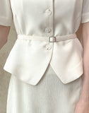 Riven Collar Puff Blouse Jacket (Belt Set)