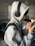 Brushed Snap-Neck Button Hoodie