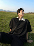 Color scheme collar oversize fit short sleeve T-shirt