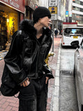 Pkanu Mix Leather Zip-Up + Black Fur