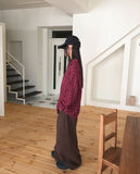 Mutt check pattern collar pocket oversized long-sleeved shirt