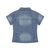 DENIM STUD HALF SHIRT