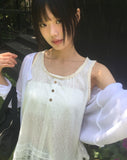 [MADE] Toyu pin tuck frill button lace sleeveless