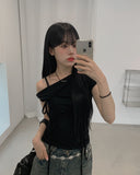 Fuse Ribbon Strap Off Shoulder T-Shirt