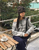 Nar Off Shoulder Loose Fit Pile Sweatshirt