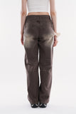 Latte washed regular denim pants