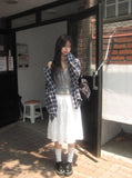 [MADE] Riche Over Boxy Check Long Sleeve Wrinkle Shirt