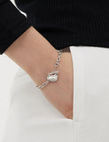 Pebble Heart Silver T-Bar Chain Bracelet