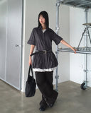 Veron Frill Color Matching Nylon Wide Two-Way Pants