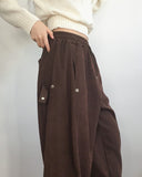 Penu Suede Side Hem Snap Long Pants