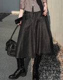 Suspender Long Pleated Skirt