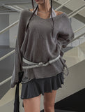 Elbow Damage V-neck Loose Fit Knitwear