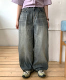 Ariko cat washed denim wide pants