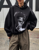 B-Pit Print Snap Balloon Crop Hoodie