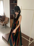 Horner Hippie Bohemian Striped Sleeveless Long One Piece