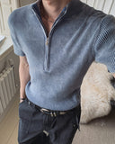 4D Garments Washed Half-Zip Knit