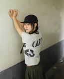 Neku Vintage Stripe Lettering Print Short Sleeve T-Shirt
