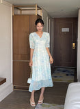 Teilrin Chiffon Shirred Long One Piece