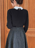 Nemyu Pearl Cubic Lace Collar Knit