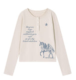 PERFECTLY H Henley Neck Long Sleeve T-Shirt